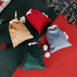 1pc Velvet Christmas Bags Plush Ball Cute Gift Packing Bags Dropshipping Chocolate Candy Bags Wedding Birthday Party Decoration