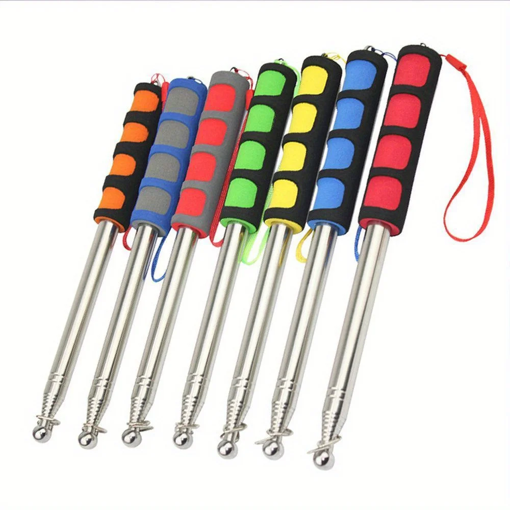 1.2M Retractable Stainless Steel Flag Pole, Tour Guide Pointer Teaching Handheld Flag Stick for Teachers, Random Color Shipment
