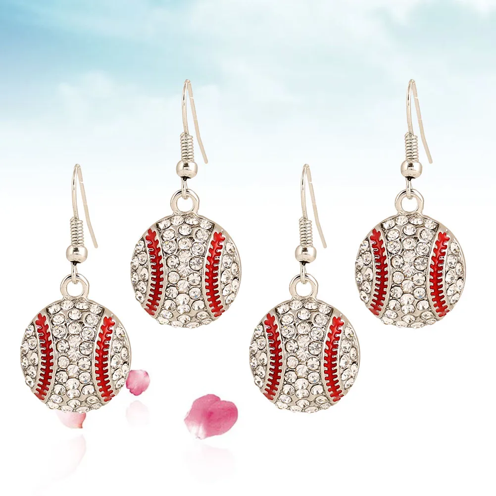 Baseball Softball Dangle Earrings Crystal Enamel Sports Jewelry Gift for Women and Girls