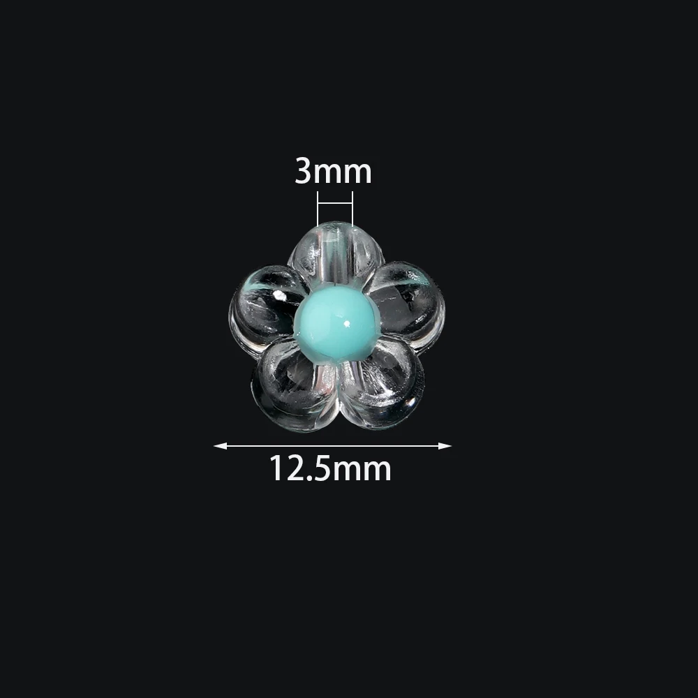 100pcs/lot Flower Beads Colorful Transparent Acrylic Beads Loose Beads  for DIY Crafts Home Decor Sewing Accessories Supplies