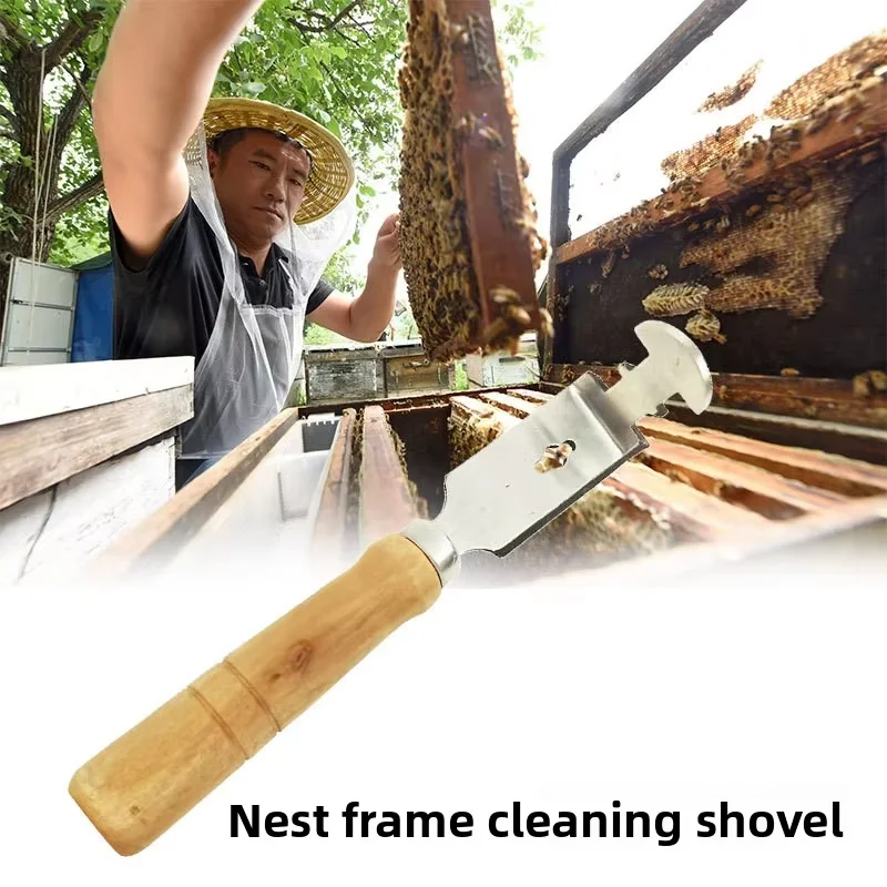 1PC-5PCS New Beehive Frame And Box Cleaner Shovel Hive Wooden Handle Stainless Steel Blade Free Of  Debris Beekeeping Farm Tools