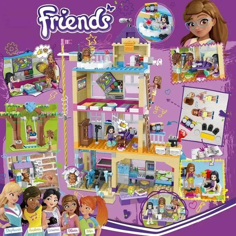 868PCS House of Friendship Building Blocks Friends Compatible With 41340 Hotel and House Toys for Girl Bricks Christmas Gift