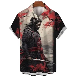 New Japanese Shirt For Men Hawaiian Shirts 3d Ghost Samurai Apparel Short Sleeve Tops Harajuku Streetwear Summer Man Clothing