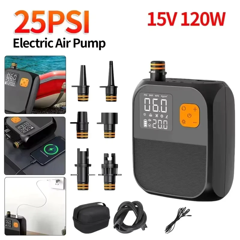 Wireless Electric Air Pump 80W Dual-Stage Battery Paddle Board Pump Tire Inflator Wireless SUP Pump Air Pump for Inflatable