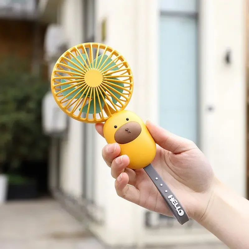 Mini USB Rechargeable Cartoon Fan - Silent Cute Handheld Fan for Home Office Outdoor