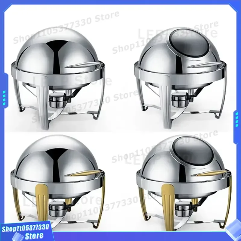 6L Gold Roll Top Food Warmer Luxury Hotel Catering Buffet Equipment Hot Pot Kitchen Supplies Tableware Set for Restaurant
