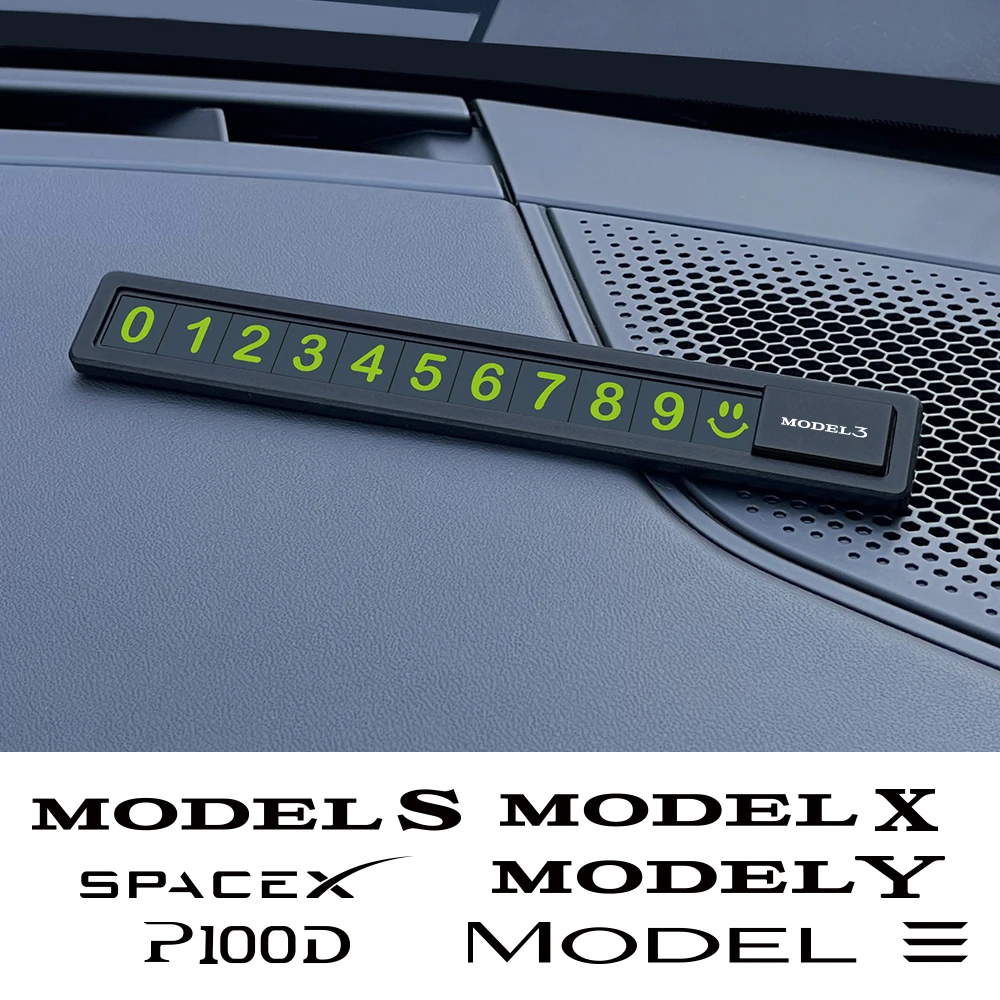 Temporary Car Parking Card Telephone Number Card Hidden Parking Plate Auto Accessories For Tesla Model 3 X S Y P100D SpaceX