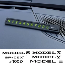 Temporary Car Parking Card Telephone Number Card Hidden Parking Plate Auto Accessories For Tesla Model 3 X S Y P100D SpaceX