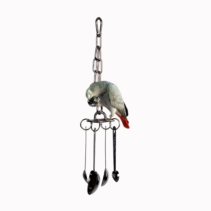 Parrot Supplies, Stainless Steel Medium and Small Parrot Toys, Gnawing and Climbing Development Puzzle Bird Cage Display Pendant