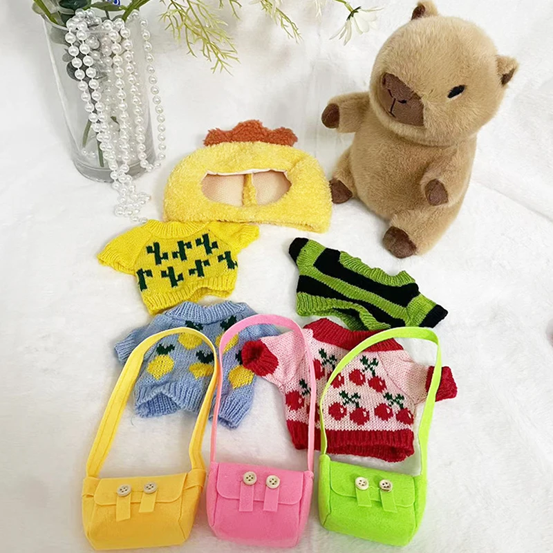 8-10Pcs Capybara Plush Doll With Clothes & Accessories Cute Stuffed Animal Dress Up Doll Toys Set