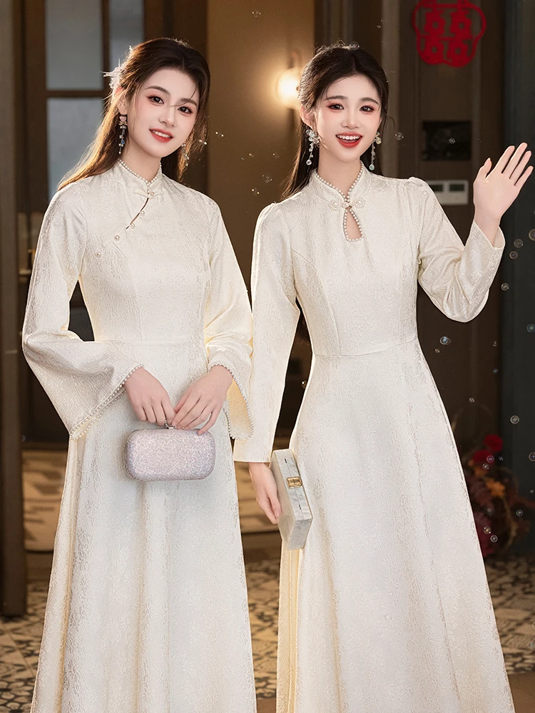 

Bridesmaid Dres Women's Champagne Color Wedding Evening Gowns Host Sister High-End Feel Year Conference Performance Dres