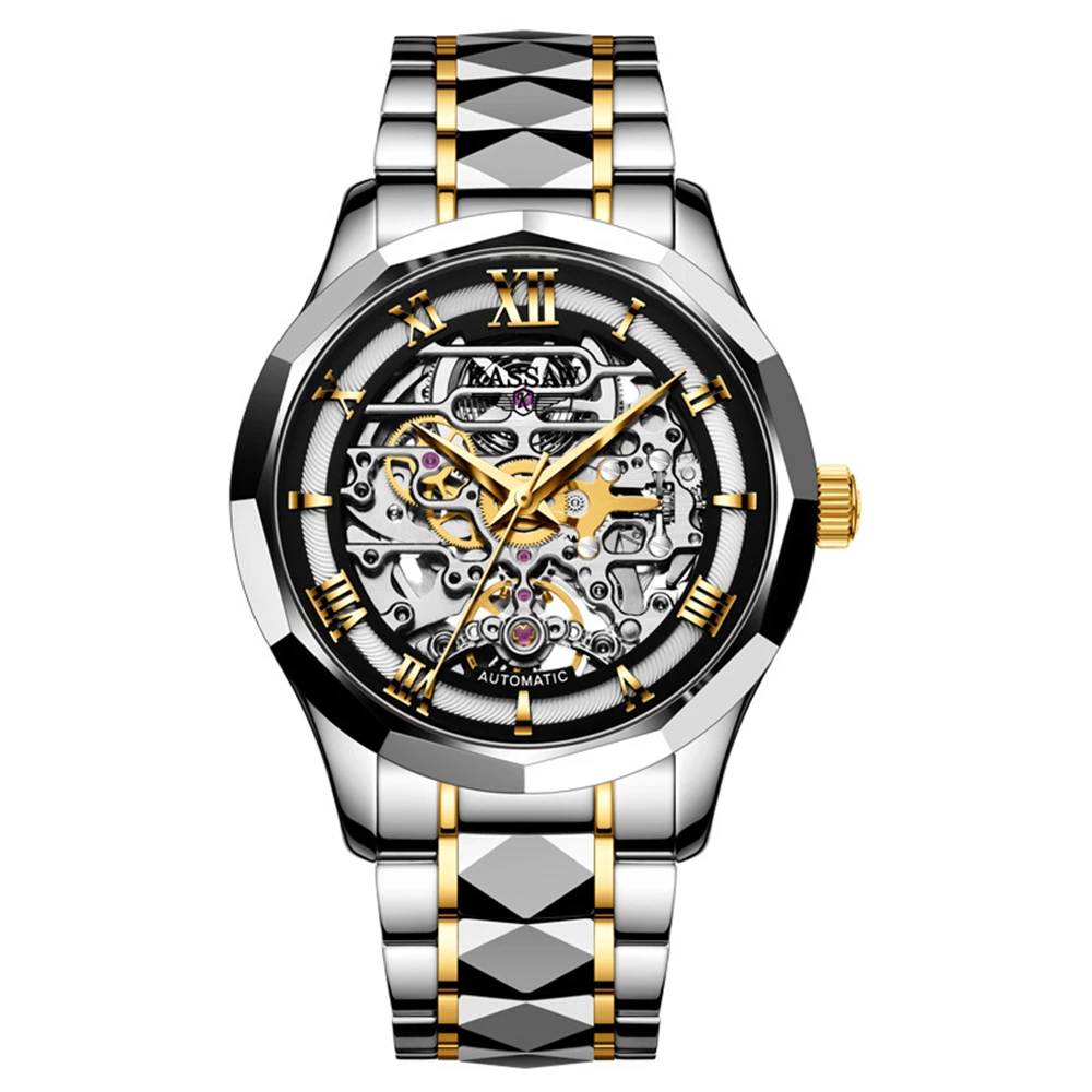 Imagem -02 - Luxo Esqueleto Relógio Masculino Automático Mecânico Relógios de Pulso 41 mm Tungstênio Aço 80h Reserva Energia Relógios Negócios Kassaw 2023