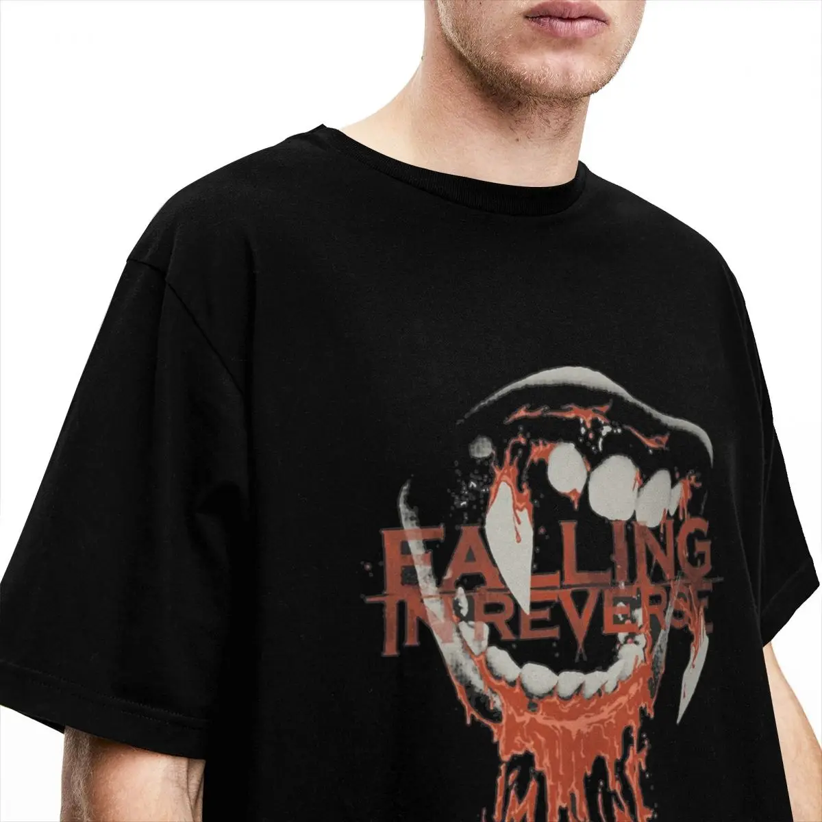 Streetwear T-Shirt Falling In Reverse Rock Band 100% Cotton T Shirts Metal Music Trendy Cool Tee Shirt for Adult Summer Top Tees