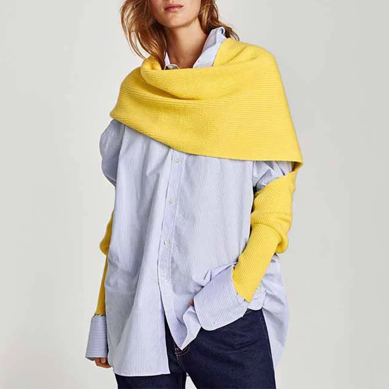 

Fashion changeable super long multi-functional knitted shawl spring new concave shape multi-color one-sleeved scarf fashion simp