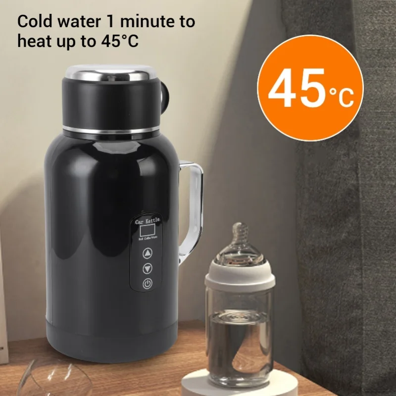 Car Electric Kettle 1300ml 304 Stainless Steel Portable Hot Water Boiler Electric Travel Kettle Heating Cup 12V-24V
