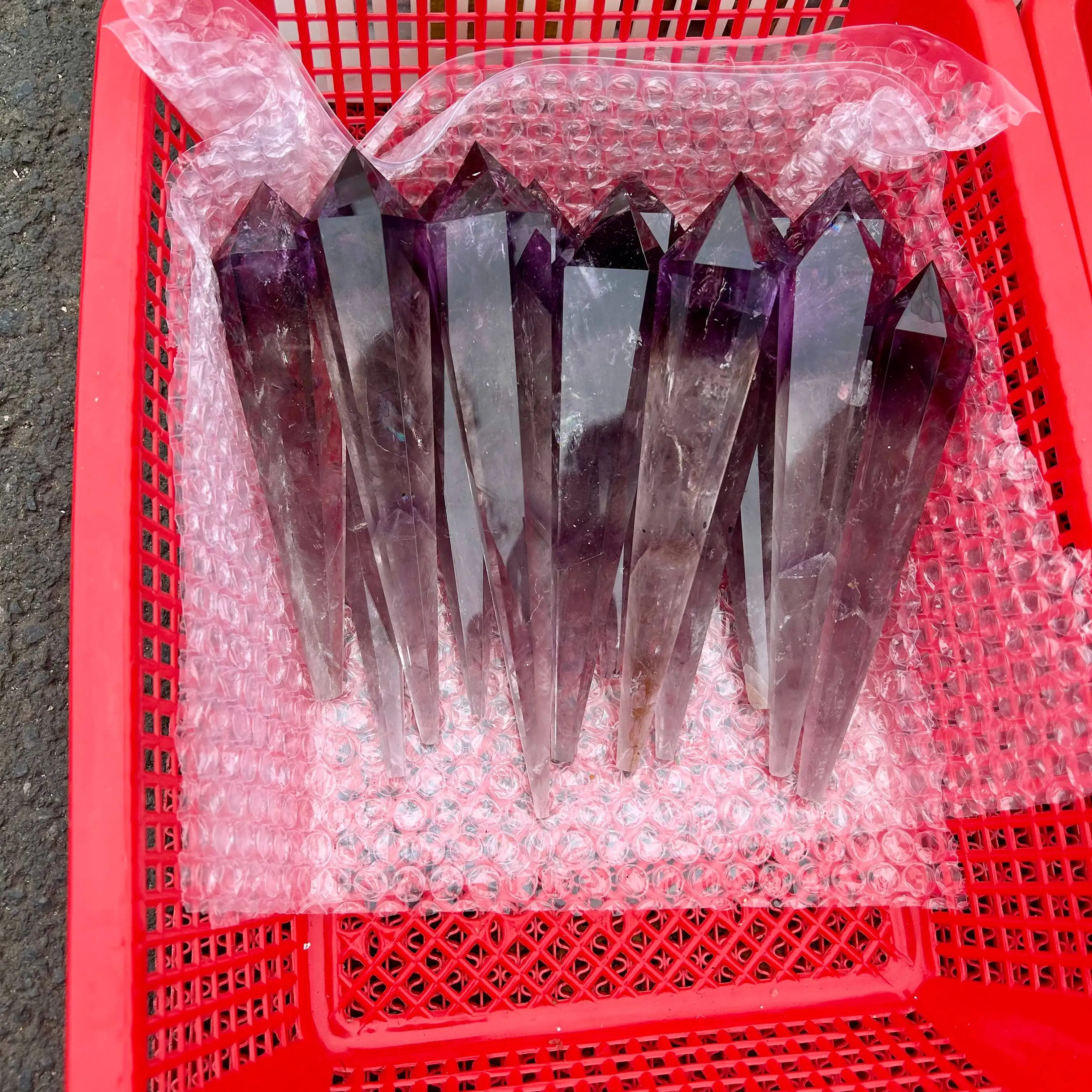 

Wholesale High Quality Gemstone Healing Crystal Wands Natural Amethyst Quartz Crystal Tower Point For Decor
