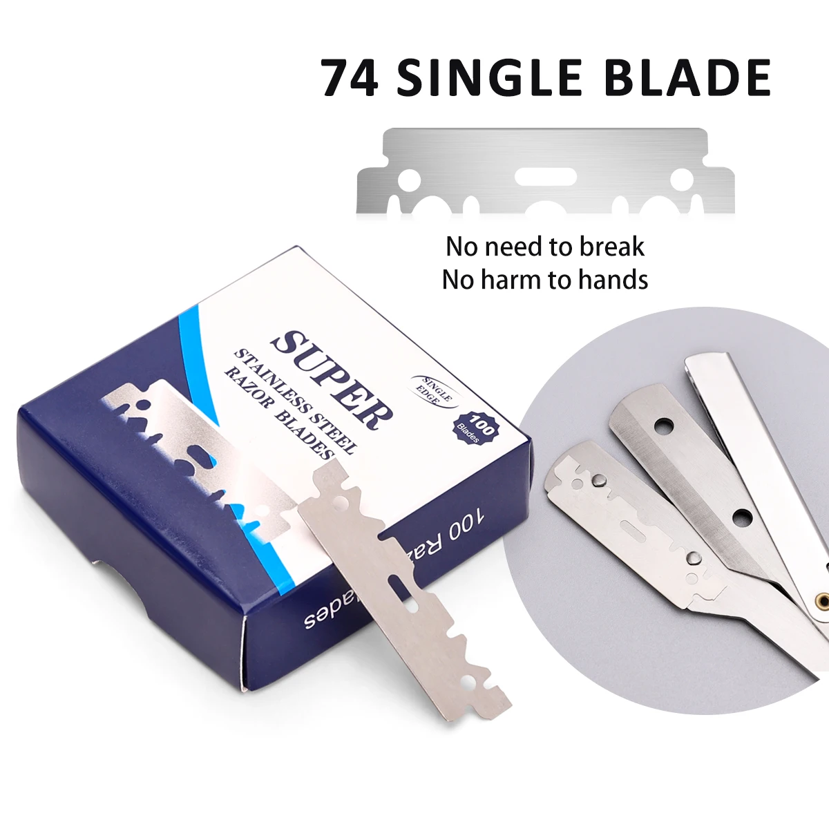 

100PCS Single-sided Razor Blades Men's Safety Shaver Stainless Steel Manual Razor Blade Shaving Supplies Barbershop Tool