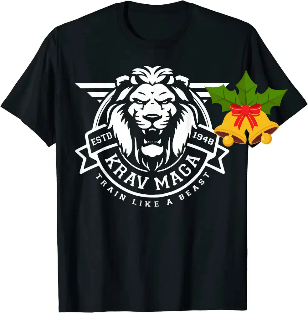 Camiseta masculina de artes marciais de autodefesa israelense, sistema de combate Krav Maga, 100% algodão, gola redonda, manga curta, casual, tamanho S-3XL