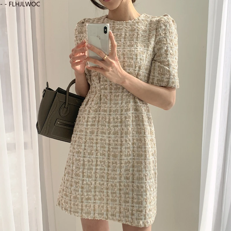 2023 sommer Kariertes Hemd Kleid Mode Frauen Chic Korea Japan Stil Mädchen Kleidung Büro Dame Arbeit Nette Taste Feminine Kleider