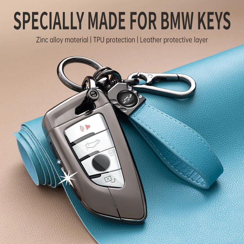 

Metal + Leather Style Car Key Case Cover Fob For Bmw X3 F10 2 3 5 Serie F30 Smart Keychain 118i M3 M5 Remote Key Protect Shell