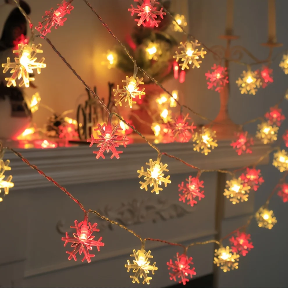 10Leds Snowflake String Garland Fairy Lights USB/Battery Powered Christmas Tree Holiday New Year Bedroom Decoration Lamps