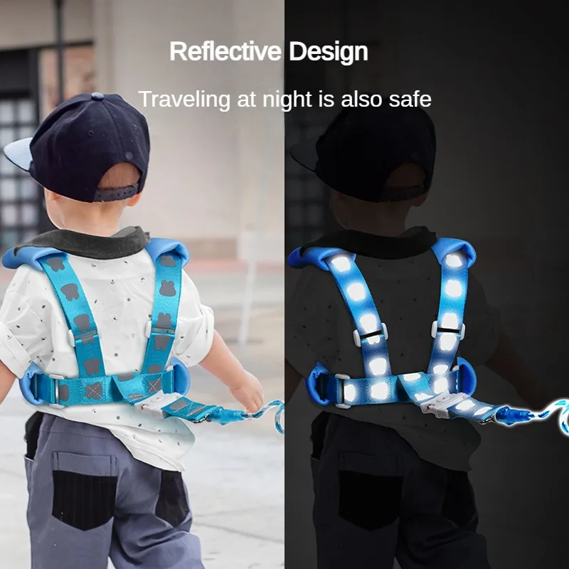 Child Anti-Lost Wristband Reflective Harness Toddler Cartoon Print Outdoor Anti Lost Traction Rope Two-in-one Baby Safety Stuff