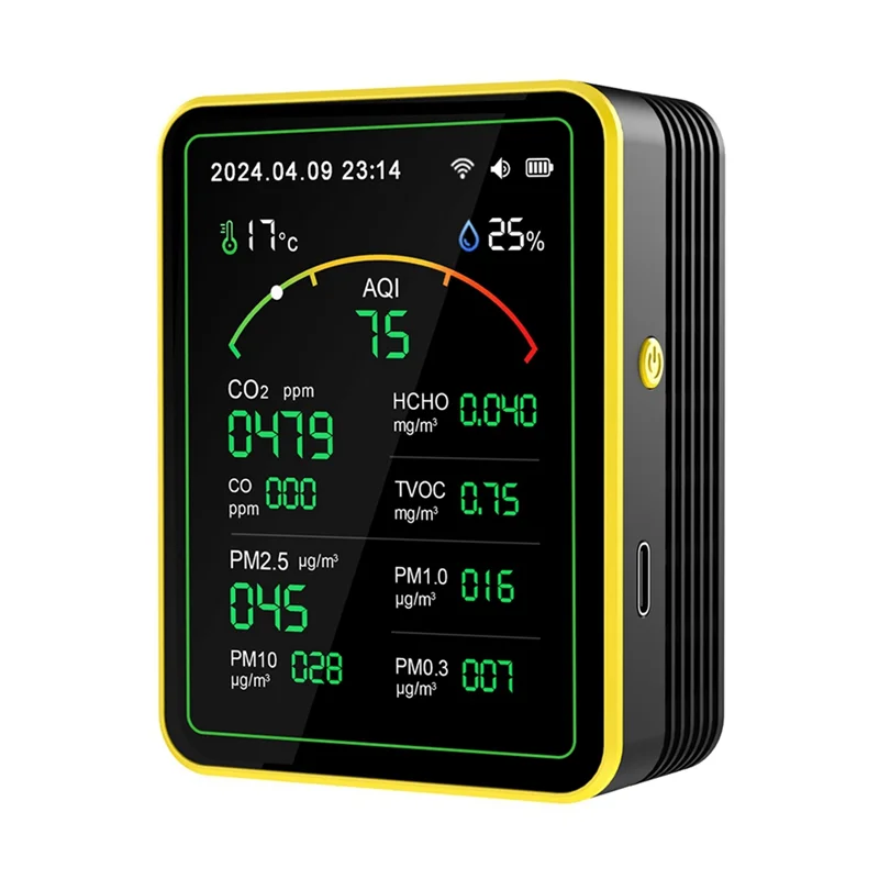 AC56-Tuya Wifi 15 In 1 Air Quality  TFT Display Multifunctional Time Temperature And Humidity Test Meter