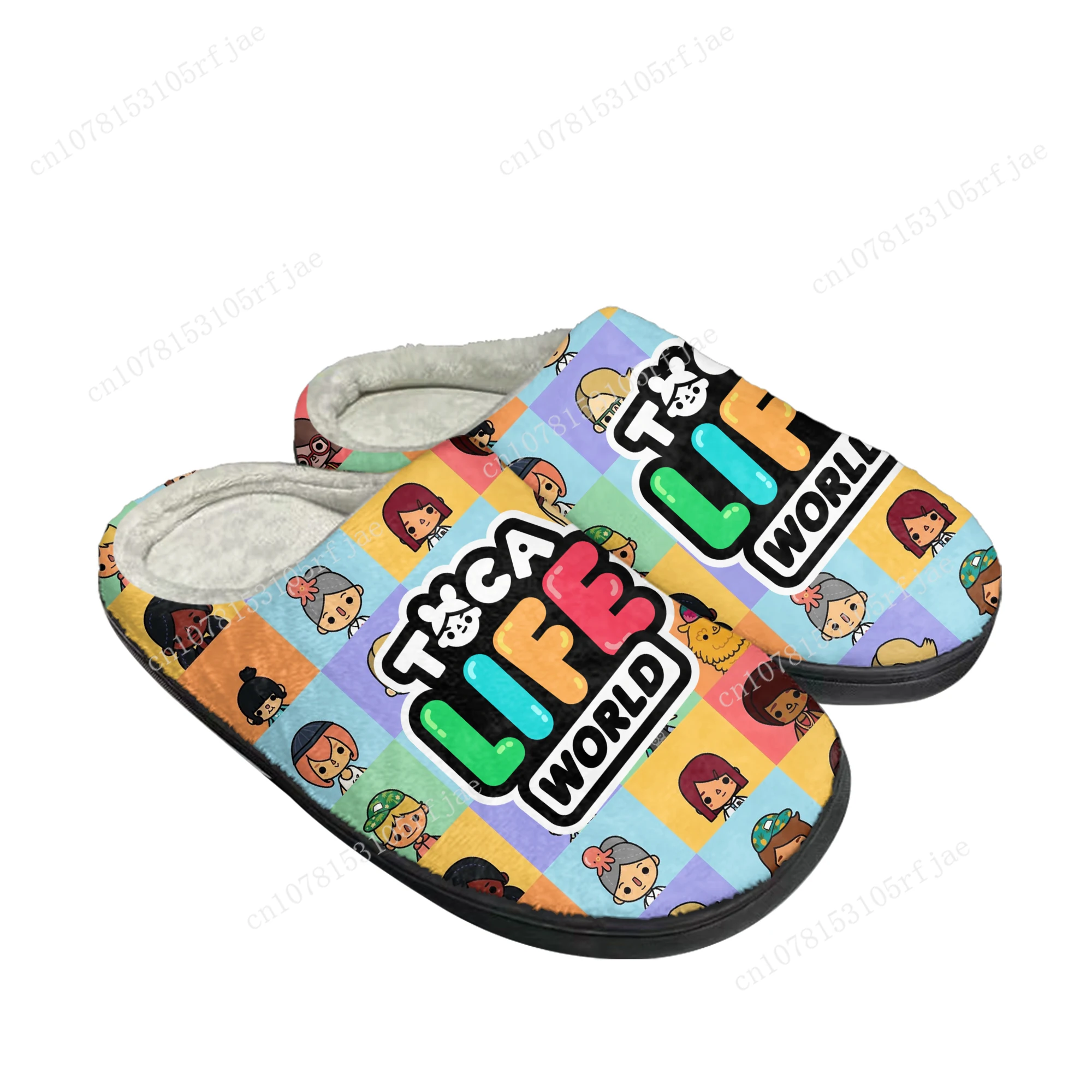 

Toca Life World Custom Home Cotton Slippers Cartoon Game Mens Womens Plush Bedroom Casual Keep Warm Shoes Tailor Made Slipper