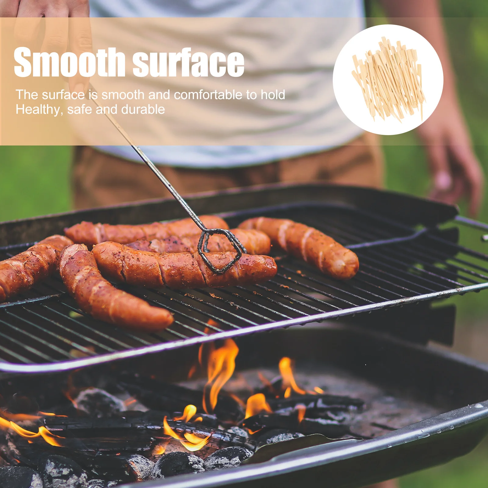 

200Pcs Bamboo Bbq Skewers Heatresistant Smooth Surface for Grilling Roasting Healthy Ecofriendly Bamboo Skewers