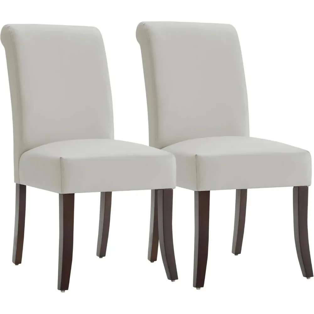 Upholstered Kitchen & Dining Room Chairs with High Back, Faux Leather  with Solid Wood Legs, Dining Chairs