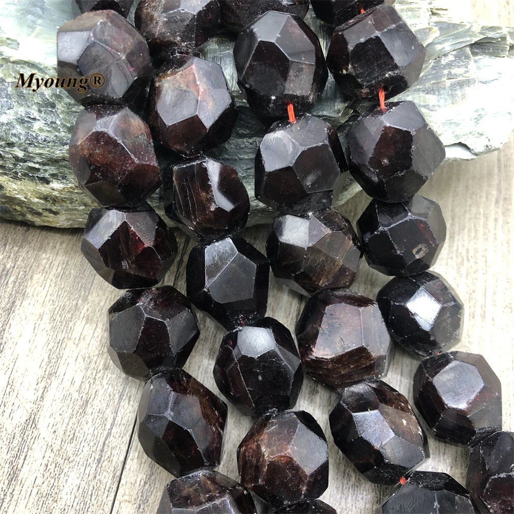 Large Faceted Natural Red Garnets Stone Cutting Nugget Beads For DIY Jewelry Making MY221201