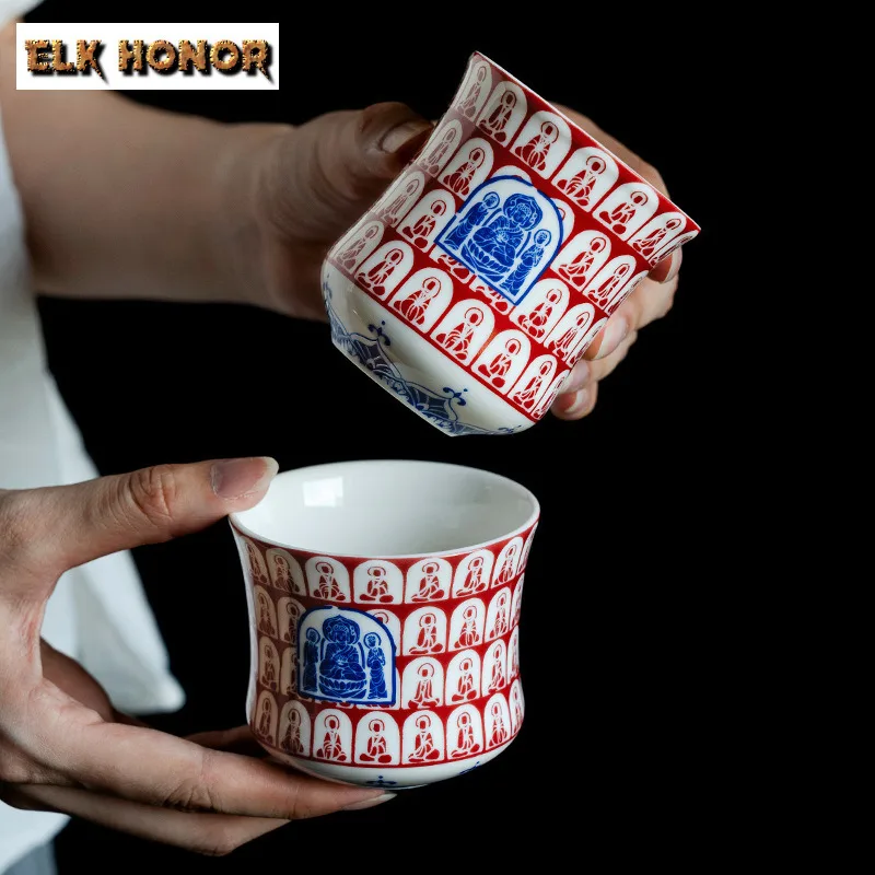 150ml Dunhuang Ten Thousand Buddhas Master Cup Zen Ceramic Tea Cup Tasting Mug Vintage Tea Pair Meditation Cup Tea Items Crafts