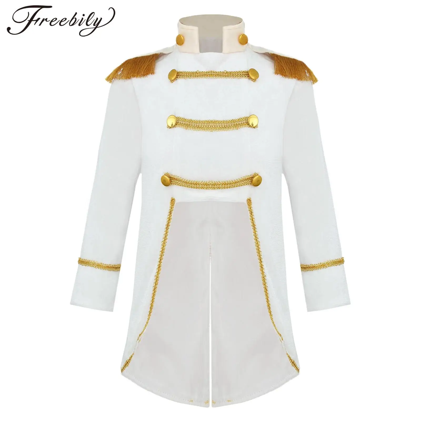 Boys Ringmaster Circus Costume Cosplay Royal Court Style Velvet Tailcoat Halloween Cosplay Renaissance Gothic Medieval Jacket