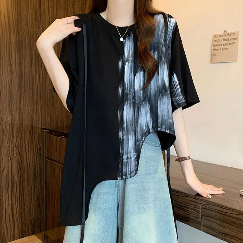 Women Clothes Fashion All-match Simplicity Printing Short Sleeve T-Shirt Women's Summer Casual Loose Temperament Elegant Tops