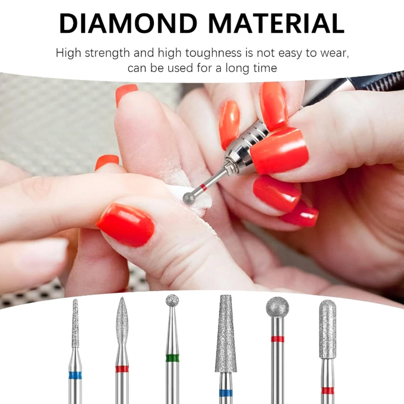 6/8 pçs diamante arte do prego arquivo elétrico brocas polimento cabeça de moagem manicure pedicure máquinas ferramenta acessórios conjunto