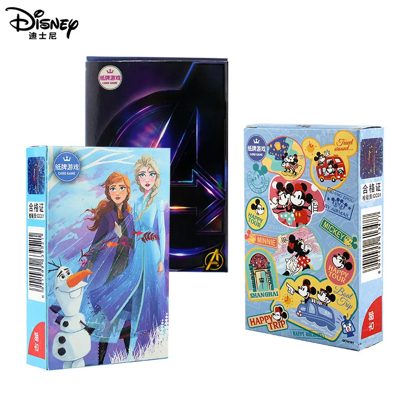 54 Sheets/Box Disney Playing Cards Mickey Minnie Mouse Marvel Avengers Frozen Cartoon Poker Children Adult  Desktop Card Game