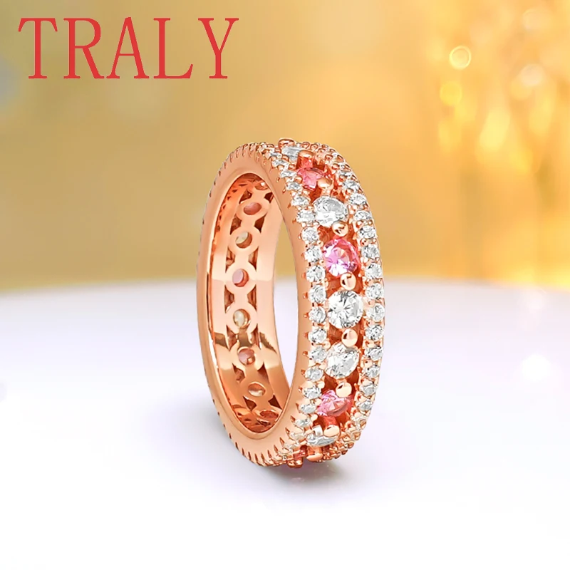 

925 Sterling Silver Moissanite Diamond Ring for Women Inlaid Ruby Colored Gemstone Wedding Bands Luxury Jewelry Party Gift