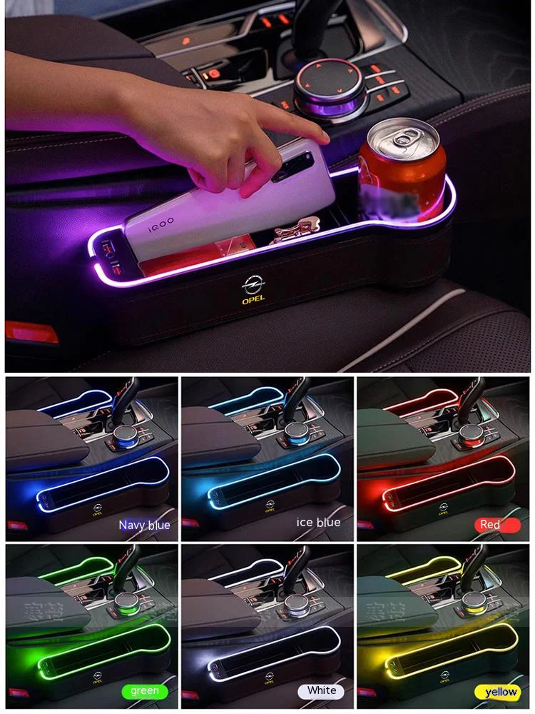 Opel OPCline ASTRA CORSA INSIGNIA MOKKA VECTRA ZAFIRA GTC Tigra Car Seat Gap Slot Storage Box With Atmosphere lamp USB Charging