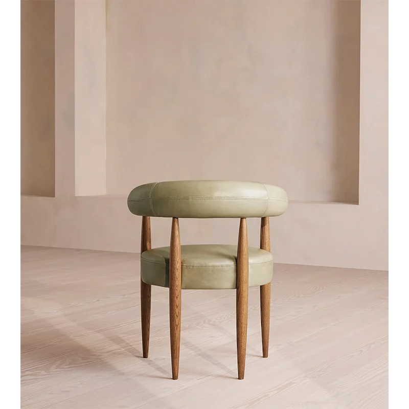Modern Microfiber Leather Upholstered Dining Room Chairs High Quality OAK Wooden Armchair