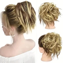 Bagunçado donut para mulheres, Updo sintético, extensões de cabelo chignon, elástico, peruca para menina elegante, acessórios para cabelo