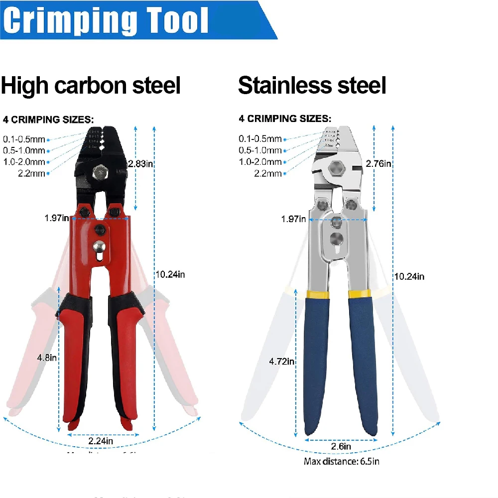 Wire Cable Crimping Tool Cutter &Crimper Plier Wire Rope Crimp Sleeve Pliers Barrel Ferrule Crimping Sleeve Wire Crimper Tool