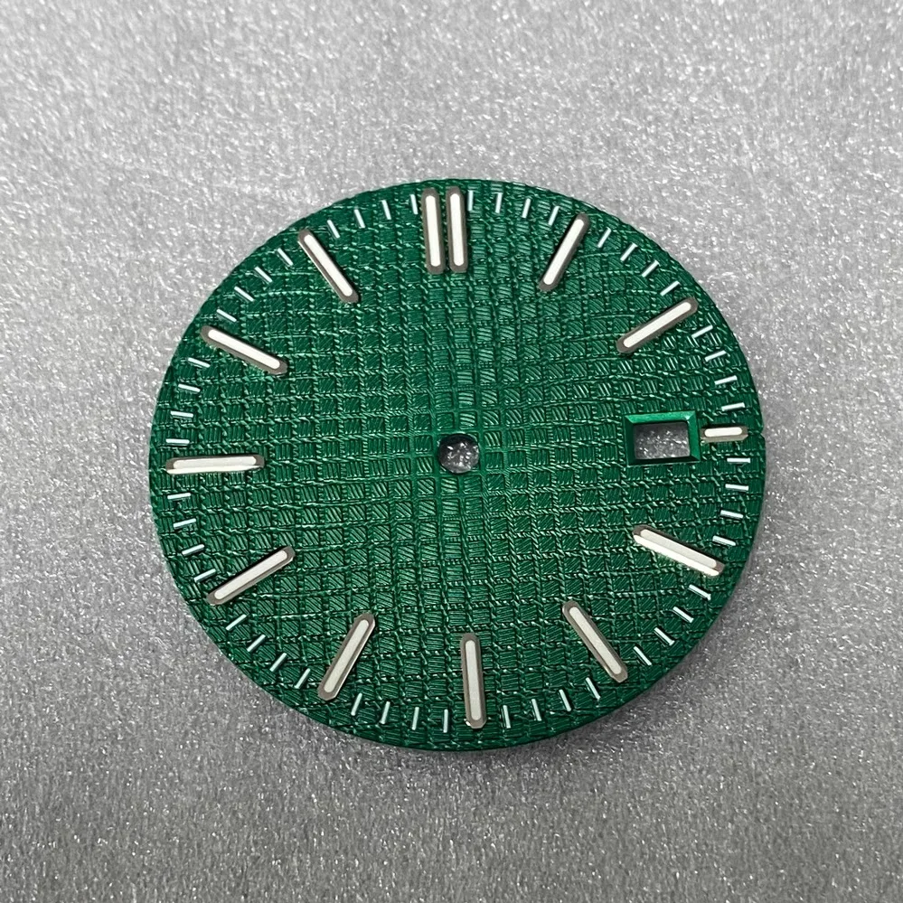31.8mm Watch Dial + Hands Green Luminous Watch Faces Replacement Accessories for NH35 Movement Rose Nail/Silver Nail