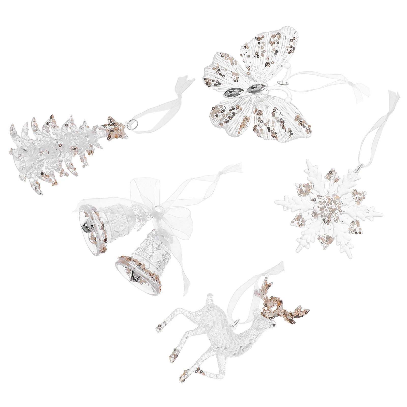 

5Pcs Clear Acrylic Snowflake Ornaments Christmas Tree Decorations Shimmering Surface Reflects Light Beautifully