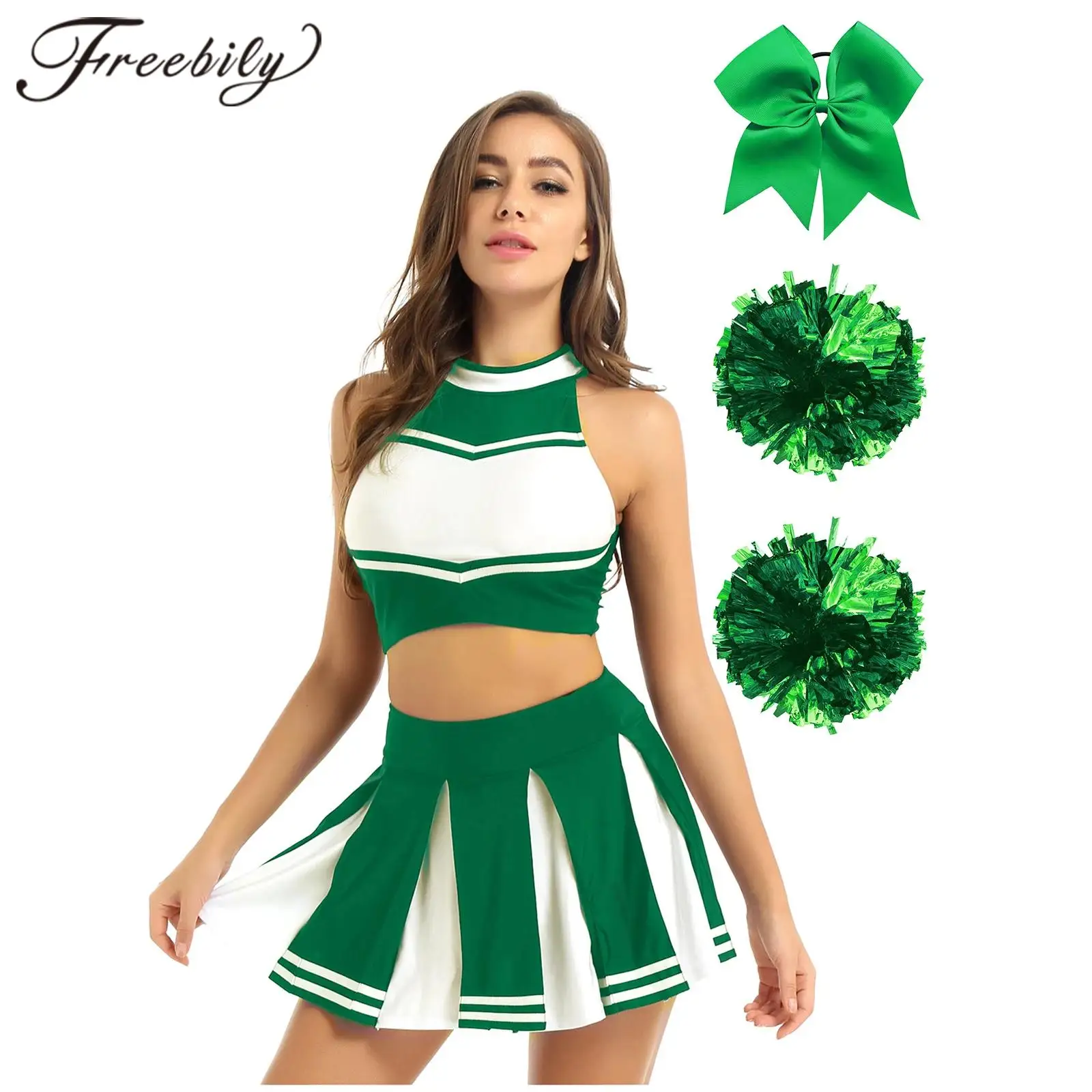 Mulheres cheerleading uniforme cheerleader dança traje adulto esportes outfit conjuntos de dança cosplay cheer líder desempenho traje