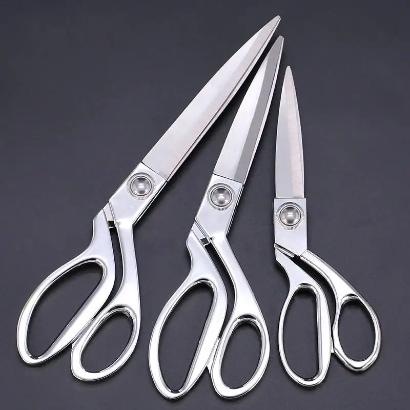 8.5/9.5/10.5In Tailor Large Scissors Professional Manganese Steel Sewing Scissors Silver Scissors