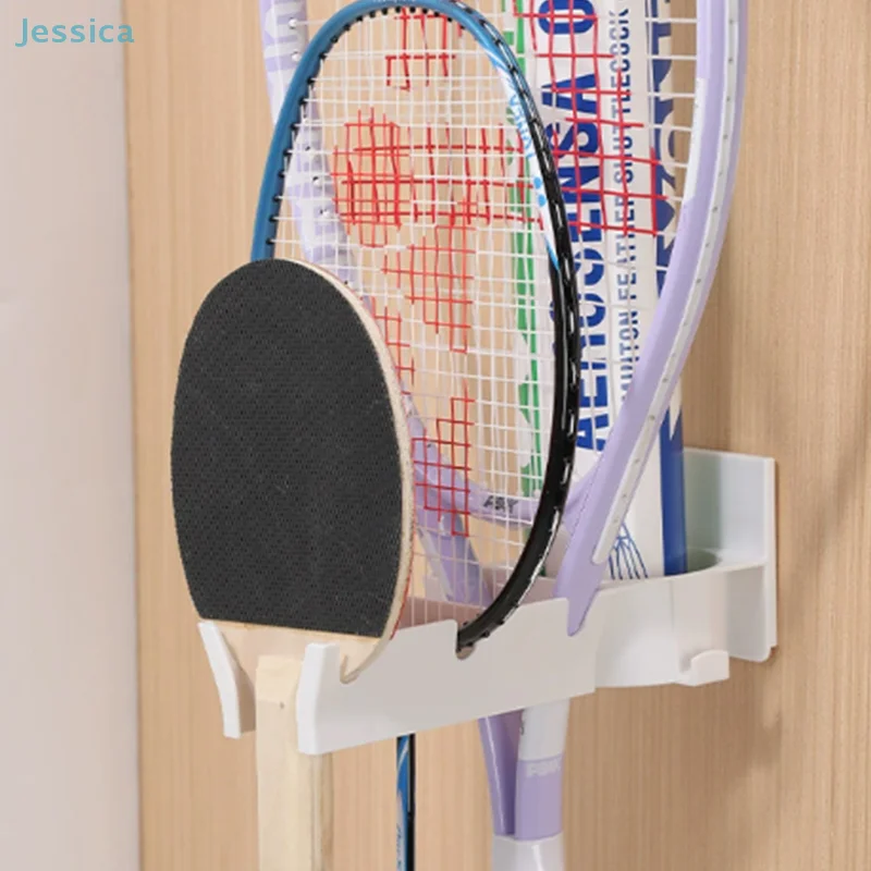 

♥Badminton Racket Storage Rack 3-Slots Tennis And Table Tennis Racket Rack Wall Mounted Punch Free