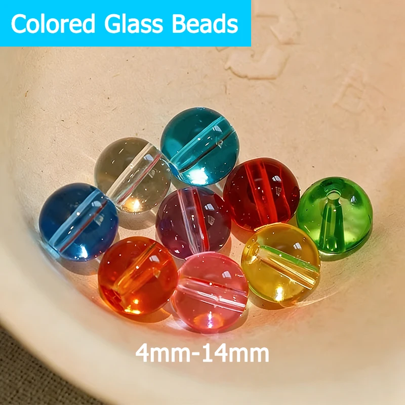 

Цветные стеклянные бусины 4-14 мм, 1 фунт (454 г), круглые, россыпью, для изготовления ювелирных изделий, браслетов, ожерелий, поделок своими руками