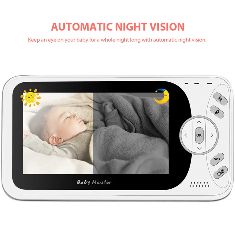 4.3 Inch Baby Monitor with HD LCD Screen Two Way Audio Talk Night Vision 2.4G Wireless Surveillance Security Camera Babysitter