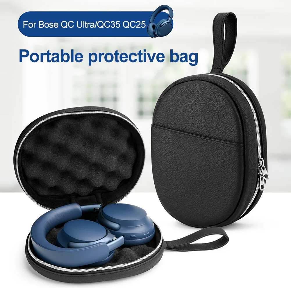 Headphone Case For Bose QC Ultra/QC35 QC25 Hard Carrying Bag PU Earphone Storage Bag Travel Earphone Protective Case Sleeve
