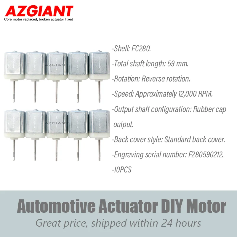 

AZGIANT 10PCS DIY Auto Parts Round Flat Shaft 12V DC Motor for Car Central Control Door Lock Actuator, Folding Mirror 12000rpm